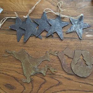 Rustic Metal Holiday Ornaments Set